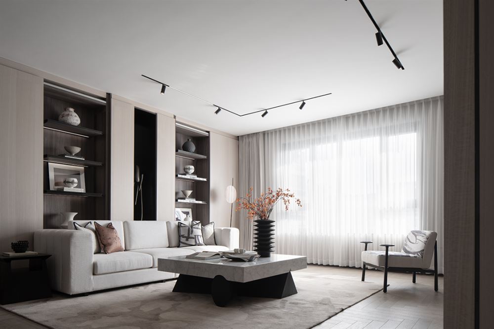 南京室内装修北滘海琴水岸178平方米平层-现代简约黑白灰风格室内设计家装案例