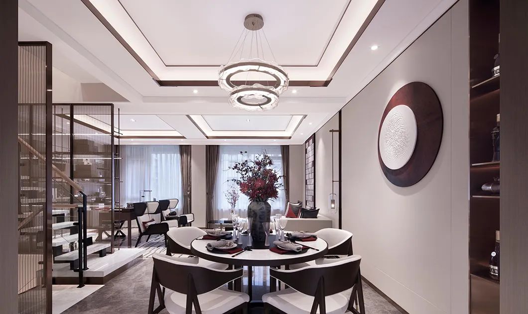 南京室内装修中和坊别墅230平米新中式风格别墅室内设计家装案例